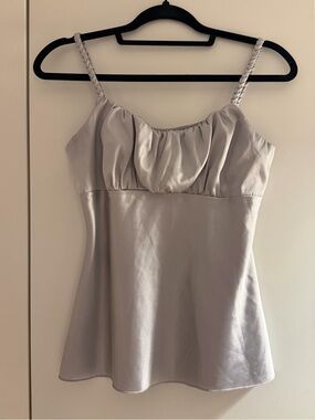 BCX Lavender Satin-Look Pleated Tank Top